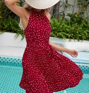 Vestido de diseñador 2023 Verano Polka Dot Casual Vestido sin mangas Sexy Beach Holiday Clothing Ladies Y2303