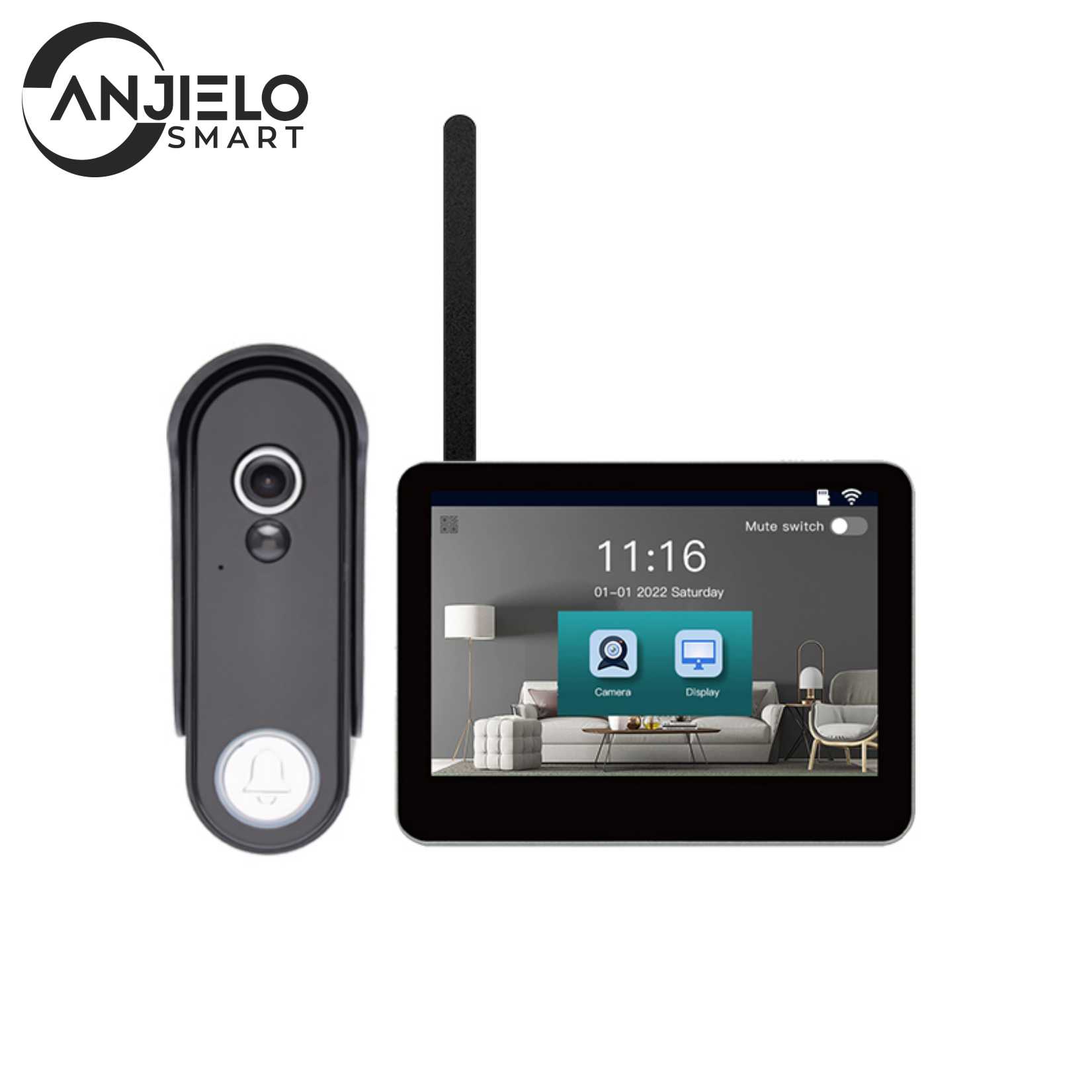 Anjielosmart最新のTuya wifi Halow Wireless Doorbell Camera 7インチタッチスクリーン1080p HDモニタービデオインターコムシステム