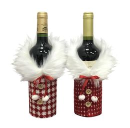 Anjule Red and White Plaid Bottle Set en peluche Decoration de Noël 1277287