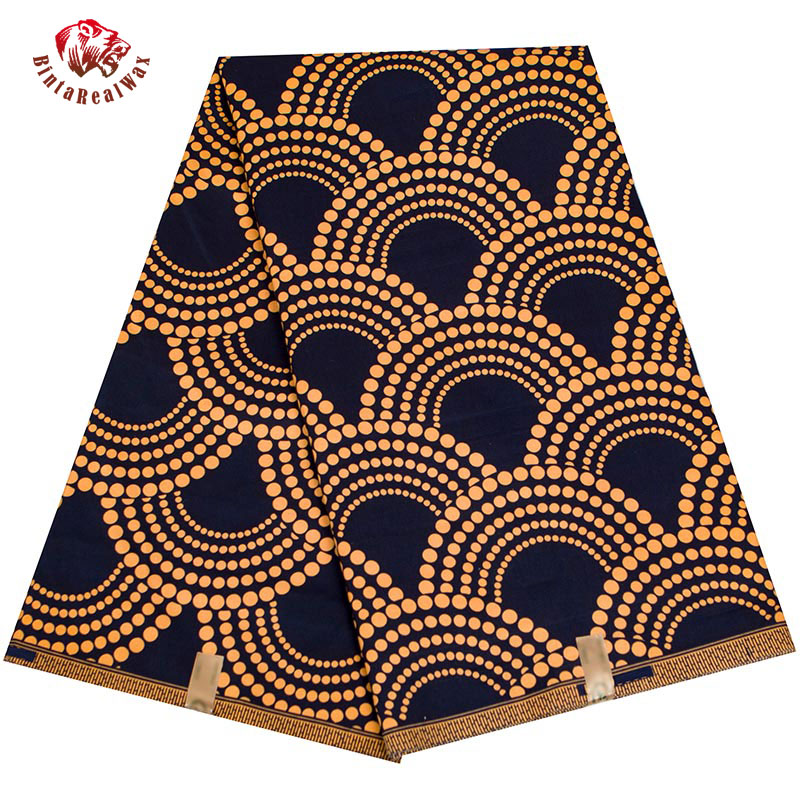 Ankara Fabric African Real Wax Print Fabric Bintarealwax Högkvalitativ 6 meter 3yards afrikanskt tyg för festklänning FP6408