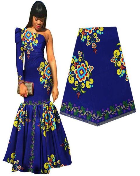 Tela africana estampada con estampado de Ankara, tejido de cera real, 100 algodón, envoltura de tela africana, costura para vestido de novia, 6 yardas T200812635006