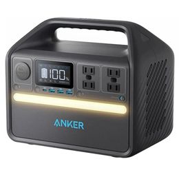 Портативная электростанция Anker PowerHouse 535 мощностью 500 Вт, солнечный генератор с аккумулятором LiFePO4 мощностью 512 Вт·ч, 9 выходов, режим энергосбережения, светодиодная подсветка, быстрая зарядка за 2,5 часа