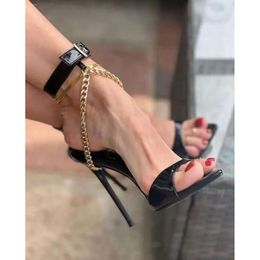 Enkelriemriemriem dunne puntige sandalen teen hoge hakken 2024 mode vrouwen sexy stiletto hiel zomer zwart 697 d c8ca