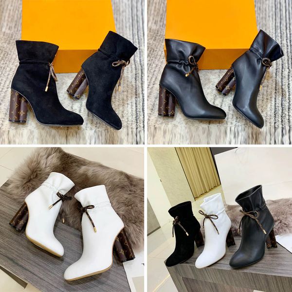 Bottines à talons dorés pour femme, bottines de marque, chaussures Oxfords, en ébène, chaudes, à semelles cosses, pour l'hiver