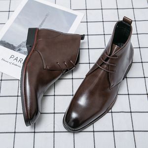 Enkel laarzen British Men schoenen Solid Color Pu Classic Desert Lace Comfortabele mode Casual Street veelzijdige advertentie