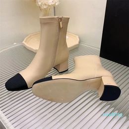 Stiefeletten Dermalleder Seitliche Reißverschlussöffnung Modestiefel Slip-On Ledersohle Damen Luxus-Designerschuhe Größe 35-41