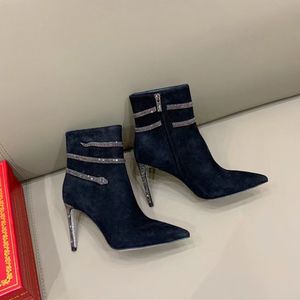 Botas de tobillo Singe Spellet Startto Startón de tacón con cremallera con tacón de tacón de tacón Stiletto Diseñador de lujo de lujo Noche de mujeres