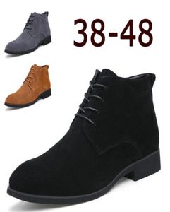 Bottins de cheville pour hommes Business Chukka Mens Boots High Top Chaussures décontractées en cuir extérieur Chaussures hivernales mâles noirs Grey9672499