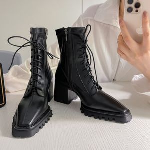 Bottines pour femmes chaussures épais talons hauts Cool botte courte Ins Style mode hiver chaussures pour dames taille 34-39