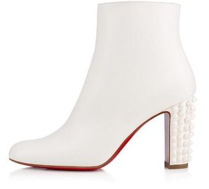 Botkle Boots Luxury Lady Marques Bottes de semelles rouges pour femmes suzi folk noir blanc épais talon de combat Robe de mariée rivet 35-43 Goods volés