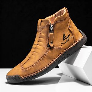 Enkellaarzen heren 919 Casual loafers oxfords solide kleur naaien stijl vintage lederen hand ing dagelijkse werk kantoorschoenen 231018