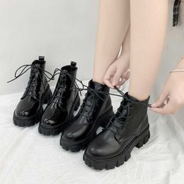 Bottines Plateforme Chaussures Femmes Chaussures Bouttine Cuir Femelle Femmes Dropshipping Centre Chunky Tennis Femme Lolita Lace Up Chaussures Y0914