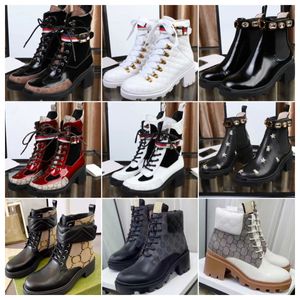 Enkellaarsjes Schoenen Zwart Leer Designer Merk Dames Laarzen Platform Chunky Martin Boot Gesp Schoen Leer Outdoor Winter Mode Anti Slip