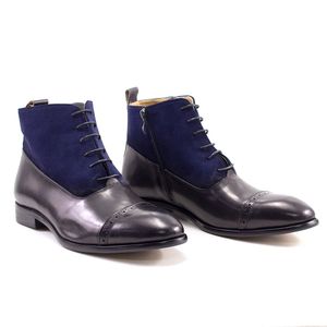 Tobillo Classal Class Mens Genuine Patchwork Cuero hecho a mano zapatos formales hechos a mano para hombres Cómodos botas de vestir de alta calidad 333 Comtable