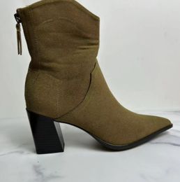 Cheville bottes hautes 27 talons de traf cowboy mode hiver pointu les femmes femmes grosses chaussures de femme talon brun 230923 938