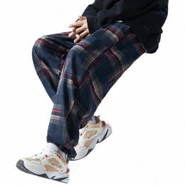 Pantalon sarouel à carreaux à la cheville pour hommes Vêtements Joggers Pantalons pour hommes Pantalons de survêtement japonais Fi S-5XL 2023 Streerwear E6Xi #