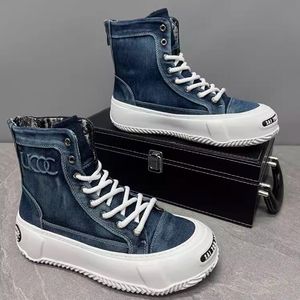 Ankle Heren Fashion Casual Boots Hoogwaardige Designer Jeugd Trend Denim Platform Chunky Sneakers Botas Hombre A6 7916
