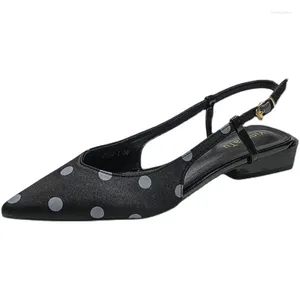 Enkel sandalen hiel polka zomer lage riem stip dot dames schoenen slingback flats zachte zool wilde zapatos mujer 393