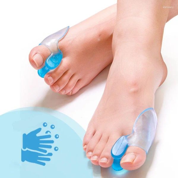 Support de cheville 2 pièces séparateurs de Correction de Valgus de pouce bleu Transparent séparateur d'orteil en Gel de Silicone souple correcteur entretoises de pied outil de soin