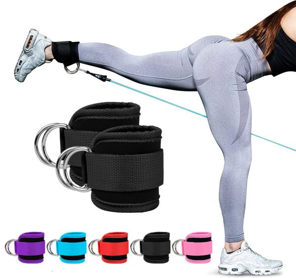 Support de cheville Sangles de cheville de gymnastique Double anneau en D Poignets rembourrés en néoprène réglables Cheville Poids Jambe Formation Brace Support Sport Sécurité Abducteurs 230904