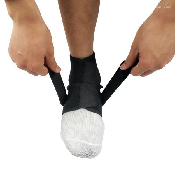 Soutien de la cheville Bande de sports de plein air Noir Réglable Pied Élastique Brace Guard Protector Football Basketball