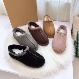 Cheville hiver botte Designer fourrure neige bottes Tasman pantoufle talon plat moelleux Mules en cuir véritable australie chaussons pour femme