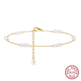 Anklet for Women 14K Gold Plated Ankle Bracelets Silver Anklet Waterproof Pearl Cubic Zirconia Rhinestone Heart Beads 22115