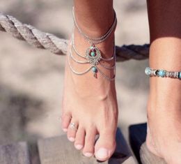 Anklet Jewelry Toklets Hallow Out Harde of Restauring Tassel Anklets Bohemia Anklet Boho Boho Beads Anklets Pureal Pie PS2601