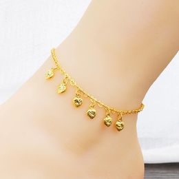 Anklet's Summer Love Heart Anklet Bell Tassel voetketen 18k geel goud gevulde op blote voeten op been charme mooie sieraden 230216