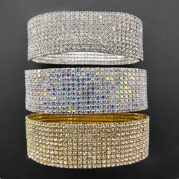 Bracelets de cheville 10 rangées de bracelets de cheville en cristal plaqué argent et couleur or, chaîne de cheville en pierre AB, bracelets de cheville élastiques extensibles pour femmes 230823