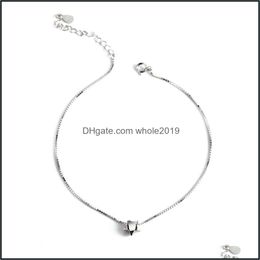 Anklets 100 Real 925 Sterling Sier Box Chain Star Charm voet sieraden Anklet voor vrouwen Girls Leg Bracelet Fijne YMA028 Drop levering Otind