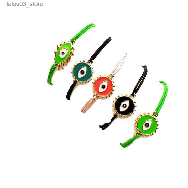 Bracelets de cheville 10pcs Bracelet élastique peint aux yeux du diable Petit design Bracelet de couleur réglable Q231113