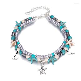 Bracelets de cheville 13 Styles empilables dauphin étoile de mer pendentif coquille perlée chaîne de cheville bohème jambe pied métal Bracelet bijoux décoration