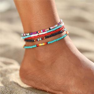 Bracelets de cheville 17 km Bohème coloré perles de perles pour les femmes été océan plage à la main papillon cheville bracelet pied jambe bijoux