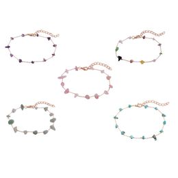 Ankjes 1 st Retro Natural Stone kleurrijke kristal enkelschakel multicolor Boheemian Simple Anklet Bracelet Women Summer Beach Foot Show sieraden G220519