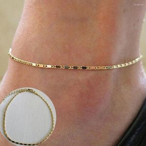 Bracelets de cheville 1 pièce pour femmes, chaîne en or, Bracelet de cheville, sandales pieds nus, bijoux de pied de plage