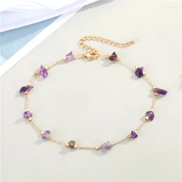 Anklets 1 stcs natuursteen kralen enkelarmband voor vrouwen cadeau trendy minimalistische gekleurde glanzende geometrische voetketens sieraden fb46