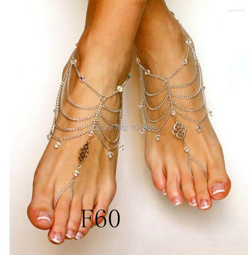 Anklets 1st Style L71 Women Tassel Foot Harness Barefoot Sandal Beach Applet Ankle Chain Armband 13 Styles 2 Färger