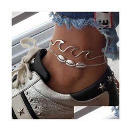 Bracelets de Cheville 2 Rétro Mode Plage Vague Spray Alliage Shell Cheville Pied Accessoires Dames Et Femmes Cadeaux Drop Delivery Bijoux Dhqk9