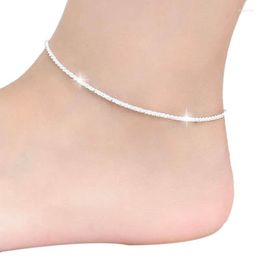 Tobilleras 2022 moda delgada fina Sexy tobillera cadenas brillantes para mujeres niñas amiga pie joyería pierna pulsera descalzo Kirk22