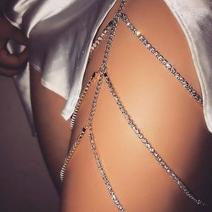 Bracelets de cheville 2022 mode Sexy strass élastique cuisse chaîne ceinture bijoux pour femmes Bling corps Bracelet jambe jarretière cadeau