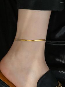 Anklets 2023 Vervaagt geen eenvoudige ins koude wind gevorderde gouden slang bottenketen Anklet vrouwelijke lichte luxe voet decoratie