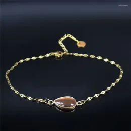 Bracelets de cheville 2023 Mode Goutte D'eau Opale En Acier Inoxydable Cheville Bracelets Pour Femme Couleur Or Pieds Bracelet Bijoux Pulsera Pie Mujer A22S04