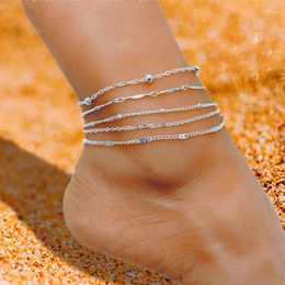 Bracelets de cheville 2023 Plage d'été Bohème 18 carats Plaque d'or Ensemble de pieds pour femmes Bijoux Accessoires Tobilleras Mujer Bracelet de perles Cadeaux