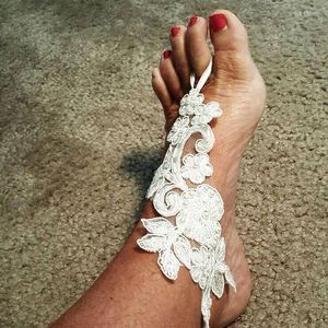 Enkelbanden 2023 fashion enkelarmband 1 paar op blote voeten sandalen parel kanten bloemblad enkeldje voetketens sieraden voor vrouwen bruiloftstrand
