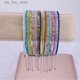 Bracelets de cheville 22 + 5cm pour femmes, bijoux en acier inoxydable, perles 3mm, pierre naturelle tourmaline, livraison gratuiteC24326