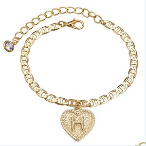 Ankjes 26 Engelse initiële hart Ankletketen Crystal Gold ketens Heat Charm voetletters Women Fashion Jewelry Will en Sandy cadeau 5 DHVXK