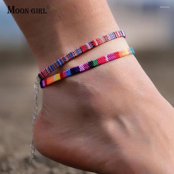 Anklets 2pcs/Lot bohemio para hombres y mujeres Rope hechas a mano Amistad Playa Barefoot Pulsera en la cadena de piernas Boho Foot Jewelry