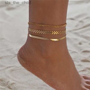 Bracelets de cheville 3 pièces/ensemble de chevilles à chaîne simple adaptées aux pieds de plage des femmes bijoux jambes chaîne bracelets de cheville accessoires pour femmesC24326
