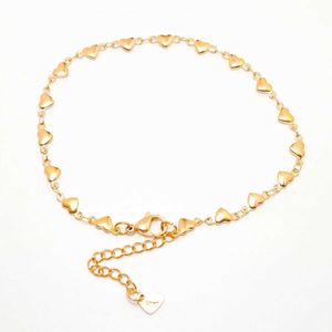 Enklets 304 roestvrijstalen dames enkelarmband gouden hartvormige ketting enkelarmband been accessoires strand enkelarmband 1 stuk d240517